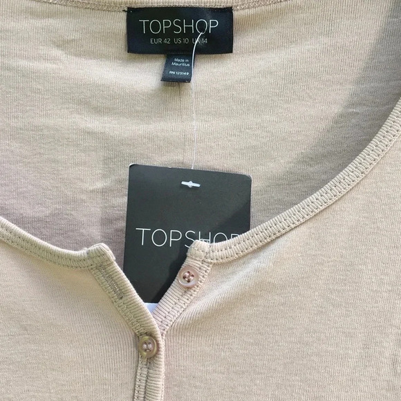 NWT Top Shop Cream Button Down Long Sleeve Top 10 - Picture 6 of 8